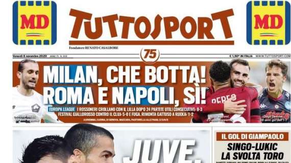Tuttosport sull'Europa League: "Milan, che botta! Roma e Napoli, sì!"