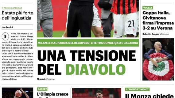 Il QS dopo Milan-Parma 3-2: "Una tensione del Diavolo"