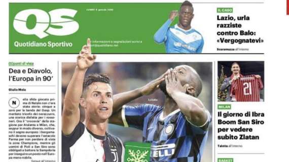 Milan-Samp, il QS titola: "Il giorno di Ibra"