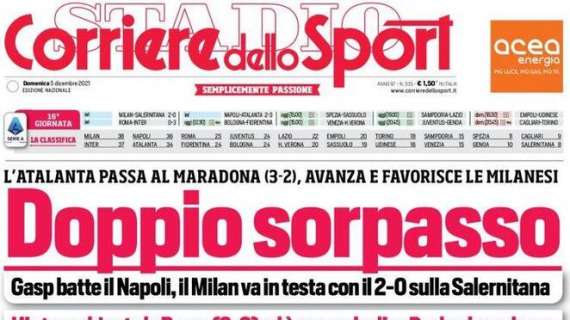 Milan-Inter, Corriere dello Sport: "Doppio sorpasso"