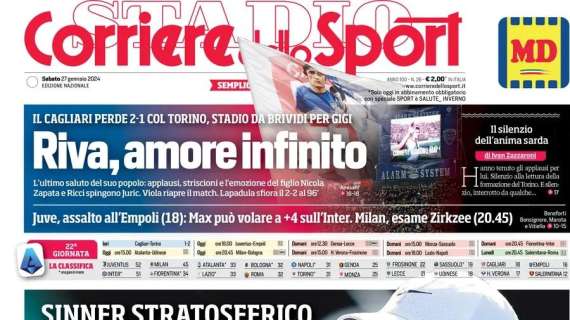 Il CorSport sulla Serie A: "Juve, assalto all'Empoli. Milan, esame Zirkzee"