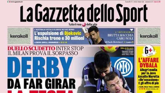 L’apertura della Gazzetta sulla lotta scudetto: “Derby da far girar la testa”