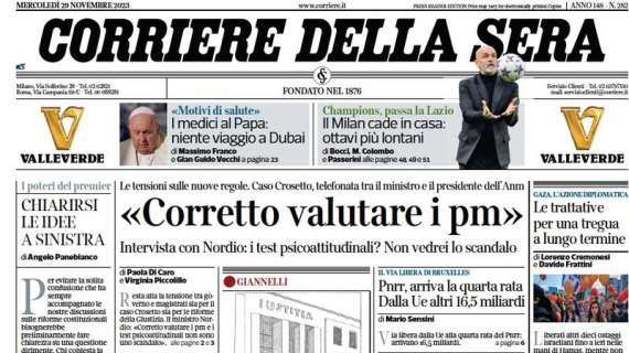 Il CorSera titola: "Il Milan cade in casa: ottavi più lontani"