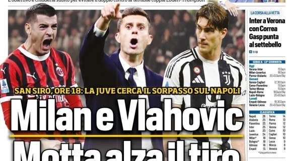 Tuttosport in prima pagina: "Milan e Vlahovic: Motta alza il tiro"