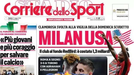 CorSport titola in pima pagina: "Milan Usa. Il club al fondo RedBird"