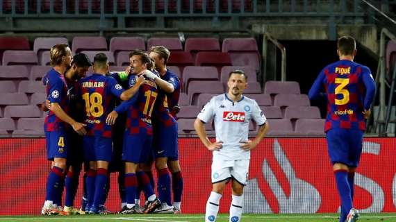 Champions: Napoli eliminato, perde 3-1 a Barcellona