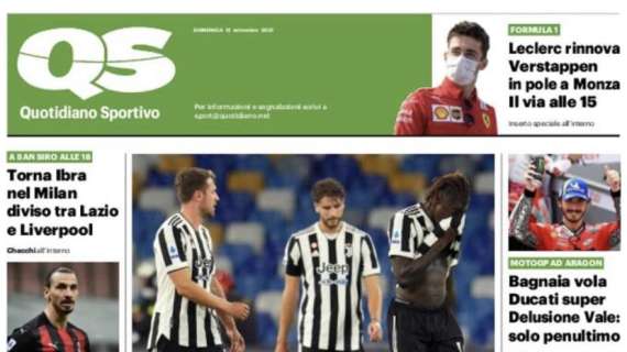 Il QS titola: "Torna Ibra nel Milan, diviso tra Lazio e Liverpool"