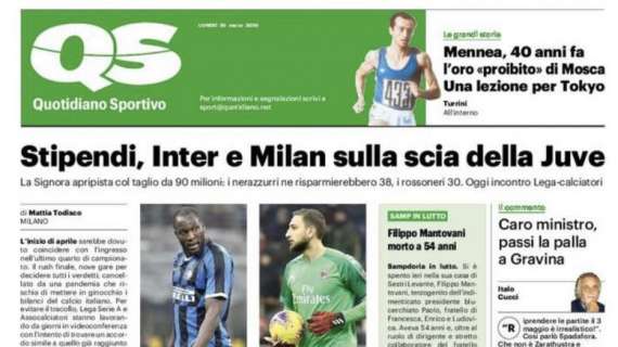 Il QS in apertura: "Stipendi, Inter e Milan sulla scia della Juve"