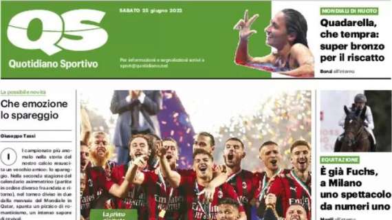Il QS in apertura: "Parte la caccia al Milan tricolore"