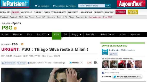 FOTO - Le Parisien sotto shock: "Thiago Silva resta al Milan"