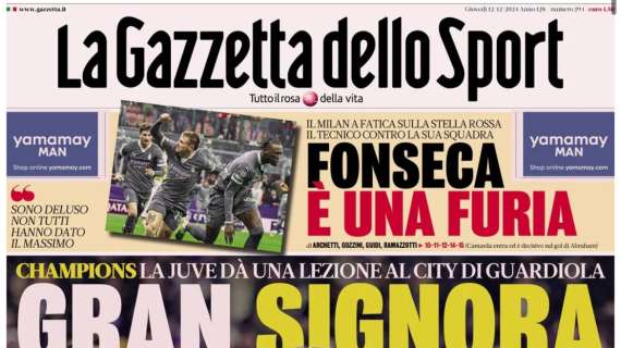 L'apertura della Gazzetta sul Milan: "Fonseca è una furia"