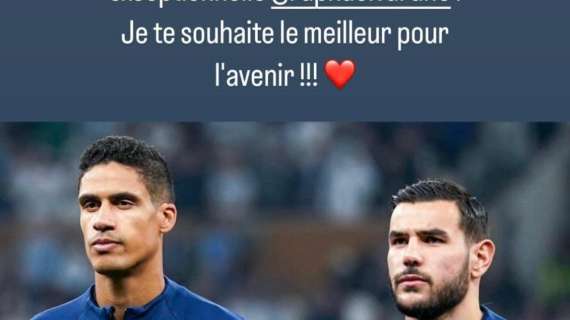 Theo Hernandez saluta Varane dopo il ritiro: "Congratulazioni per la tua eccezionale carriera!" 