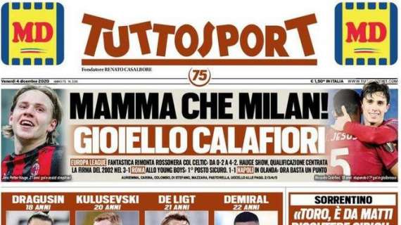 Tuttosport in apertura: "Mamma che Milan!"