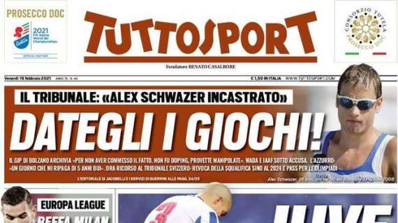 Europa League, Tuttosport in prima pagina: "Beffa Milan, finisce 2-2. Roma ok, Napoli ko"