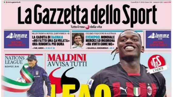 La Gazzetta apre con le parole di Maldini: “Leao lo teniamo noi”