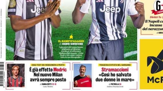 La Gazzetta in apertura sul Milan: "E' già effetto Modric. Nel nuovo Milan avrà sempre posto"
