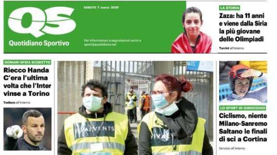 Serie A e Coronavirus, il QS titola: "Prova febbre e niente saluti"