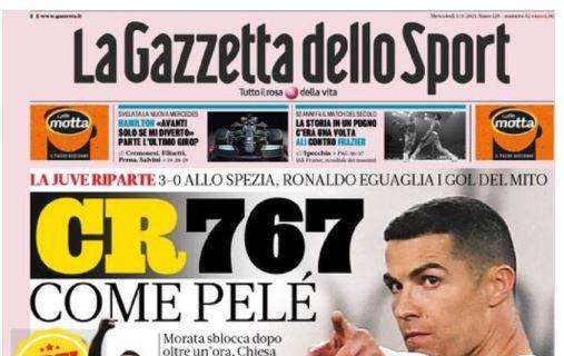 L'apertura della Gazzetta: "Ibra segna anche al Festival. Oggi Milan con Leao-Rebic"