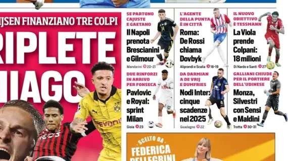 La prima pagina del CorSport: "Due rinforzi in arrivo per Fonseca"