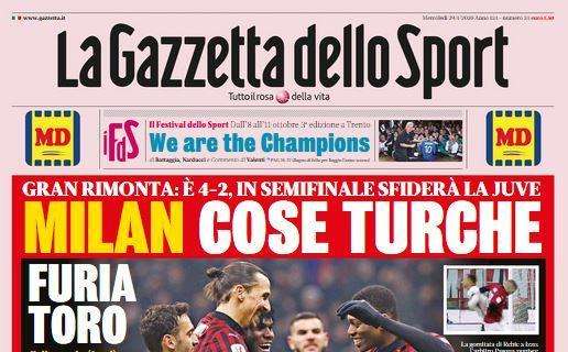 L'apertura della Gazzetta: "Milan, cose turche"