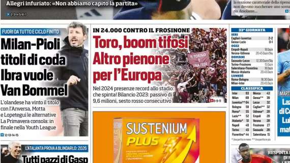 Tuttosport in prima pagina: “Milan-Pioli, titoli di coda. Ibra vuole Van Bommel”