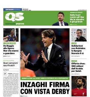 Il QS sul tecnico dell'Inter: "Inzaghi firma con vista derby"