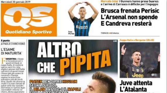 Piatek show, il QS-Sport titola: "Altro che Pipita"