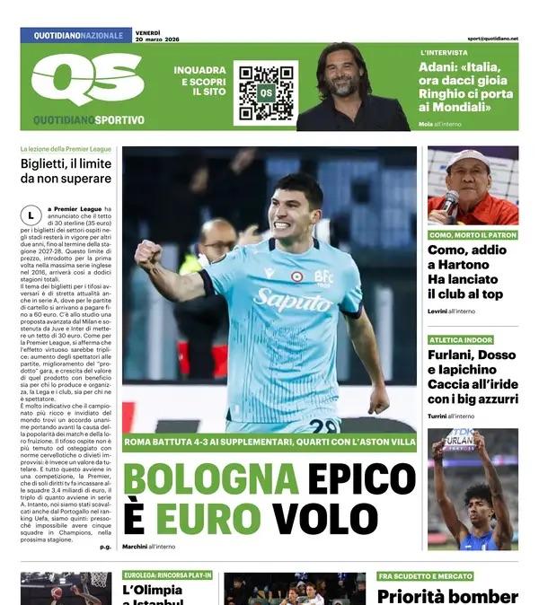 Il QS titola: "Priorità bomber: l'Inter lo blinda, il Milan lo cerca"