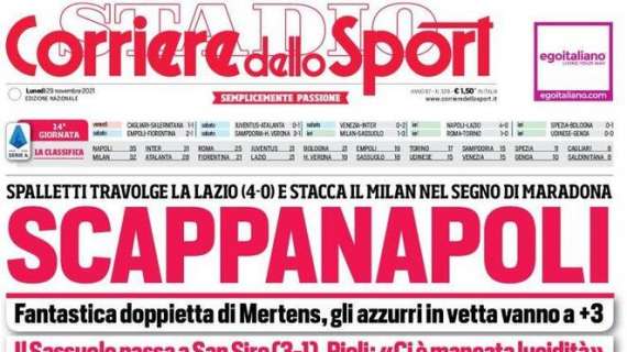 Il CorSport in prima pagina:"ScappaNapoli". Milan a -3