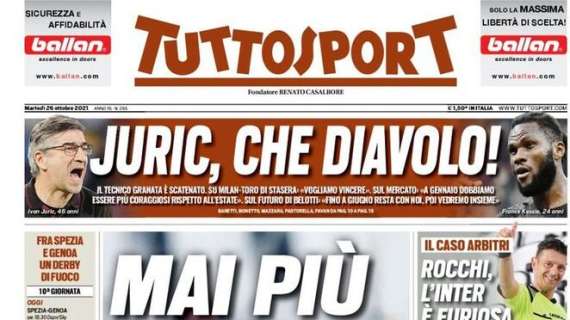 Milan-Torino, Tuttosport: "Juric, che Diavolo!"