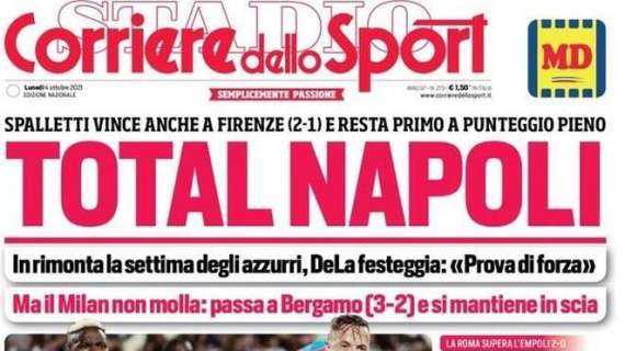 Il CorSport in apertura: "Total Napoli. Ma il Milan non molla"