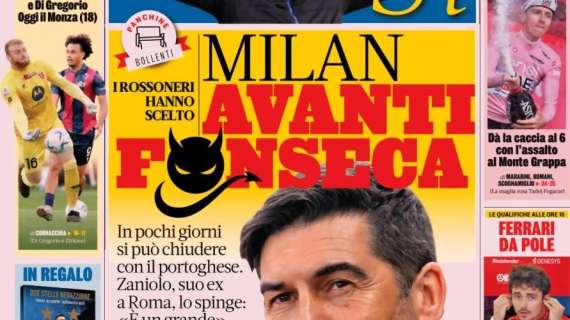 L'apertura della Gazzetta sul Milan: "Avanti Fonseca"