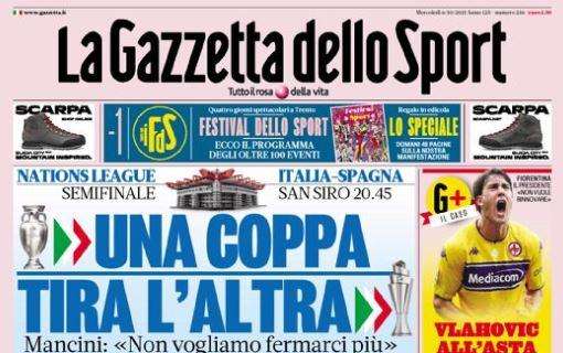 La Gazzetta in prima pagina: "Toh, Giroud e Ibra: tornano 726 gol"