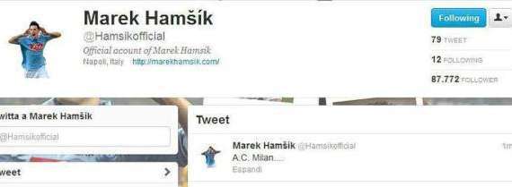 Da Twitter: Hamsik rossonero per pochi minuti