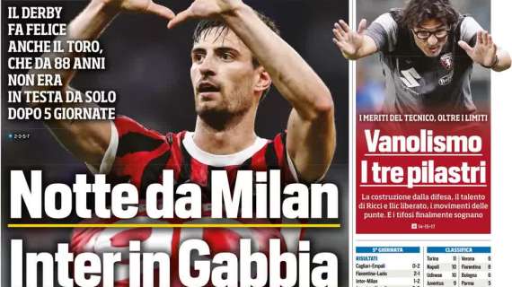 Tuttosport in prima pagina: "Notte da Milan: Inter in Gabbia"