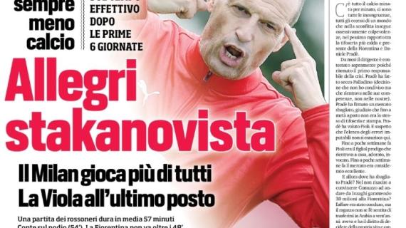 Il CorSport in apertura: “Allegri stakanovista. Il Milan gioca più di tutti”