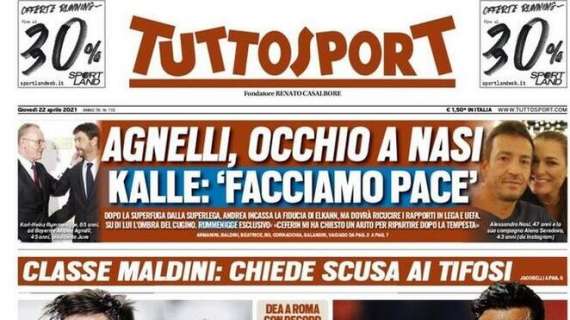 Tuttosport titola: "Tonfo Milan, Inter a -9 dallo scudetto"