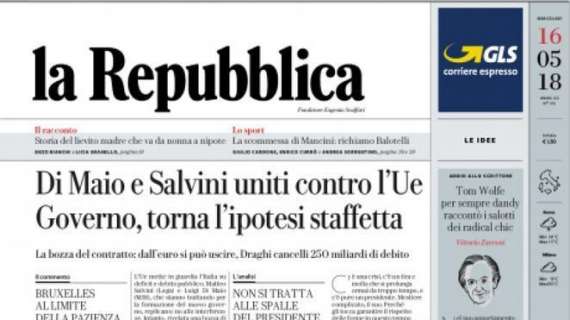 Repubblica: "La scommessa di Mancini: richiamo Balotelli"
