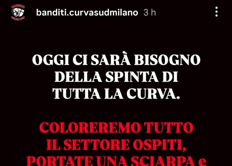 Verso Lazio-Milan: la Curva Sud in trasferta a Roma chiede la spinta di tutti i tifosi rossoneri