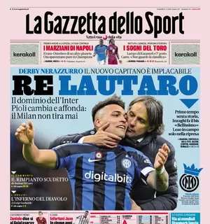 La Gazzetta apre con il successo dell'Inter nel derby: "Re Lautaro"