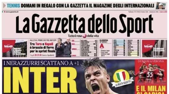 La Gazzetta in apertura dopo la vittoria nerazzurra: "E il Milan si carica"