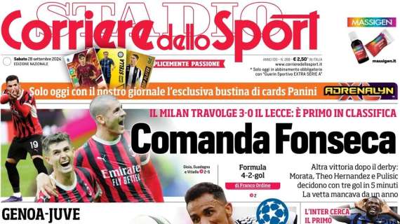 Milan-Lecce 3-0. Il CorSport in apertura: "Comanda Fonseca"