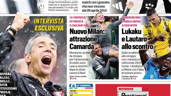 Il CorSport in apertura: "Nuovo Milan: attrazione Camarda"