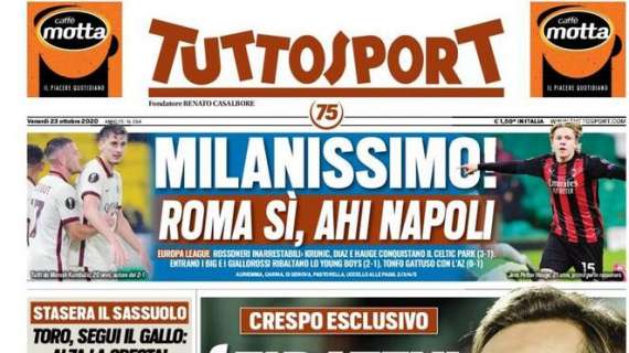 Tuttosport sull'Europa League: "Milanissimo! Roma sì, ahi Napoli"