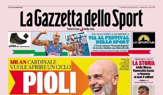 La Gazzetta in prima pagina: "Cardinale vuole aprire un ciclo. Pioli rinnova"