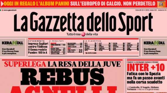La Gazzetta dello Sport in prima pagina: "Milan no"