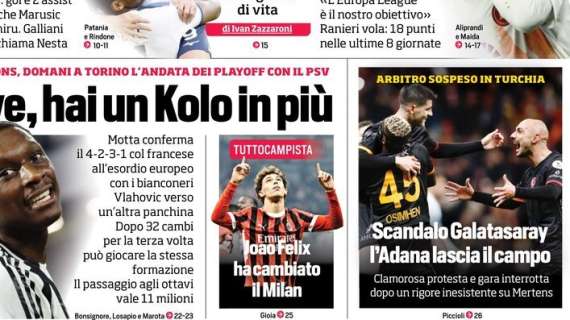 Il CorSport in prima pagina: "Joao Felix ha cambiato il Milan"