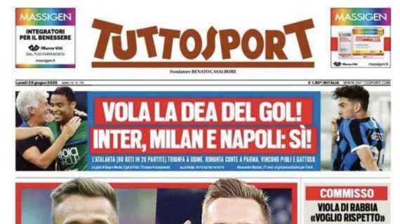 Tuttosport in apertura: "Vola la Dea del gol! Inter, Milan e Napoli: sì!"