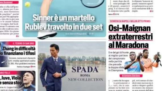 Il CorSport in prima pagina su Napoli-Milan: "Osi-Maignan, extraterrestri al Maradona"