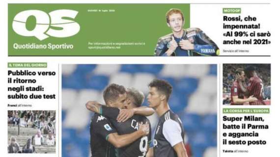 Il QS titola: "Super Milan, batte il Parma e aggancia il sesto posto"
